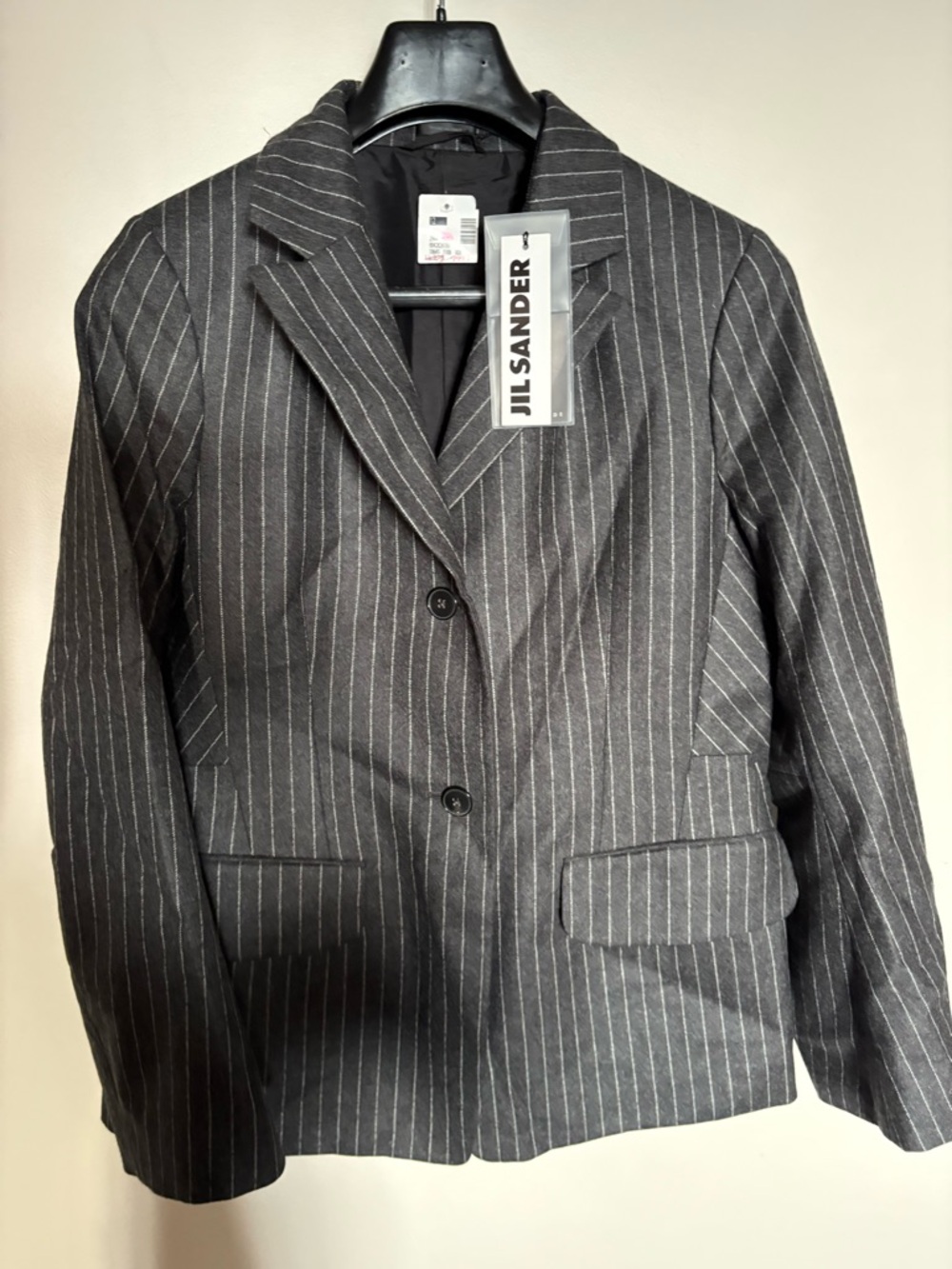 NWT- Jil Sander Gray Pinstripe Wool Blazer